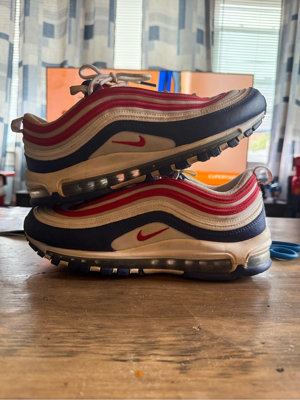 Nike Mens Air Max 97 Sneakers - White/Navy/Red